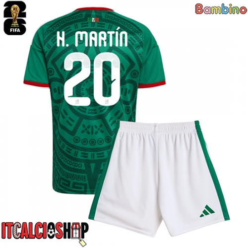 Messico Henry Martin #20 Prima Maglia Bambino Mondiali 2026 Manica Corta (+ Pantaloni corti)